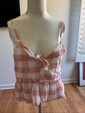 LUSH blush plaid cami top